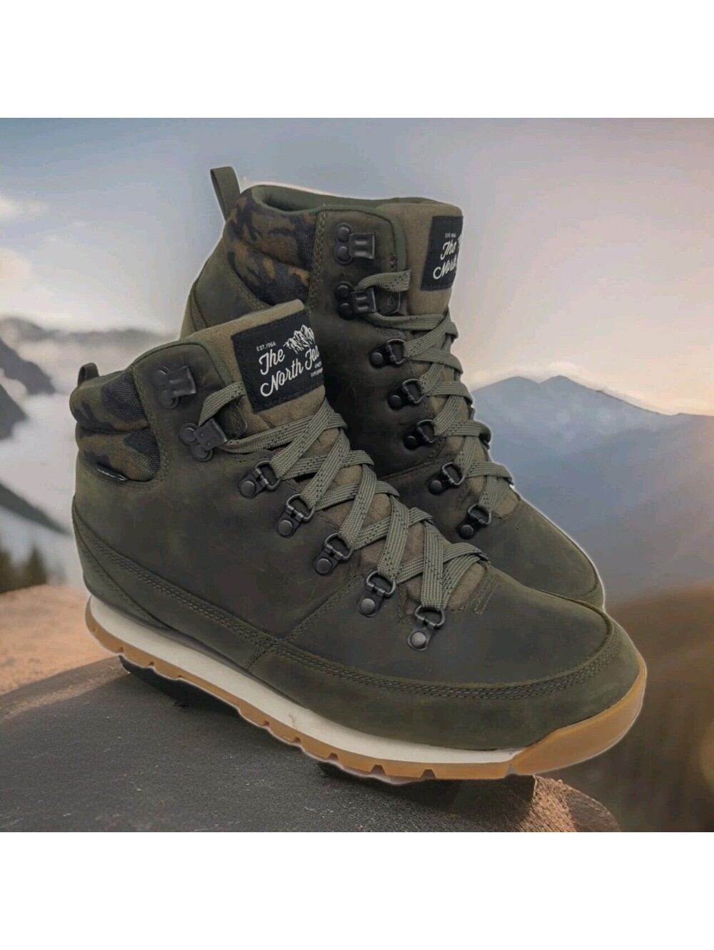 The North Face Back To Berkeley Redux Leather Hiking Boots Mens 10 Army Grn Camo
